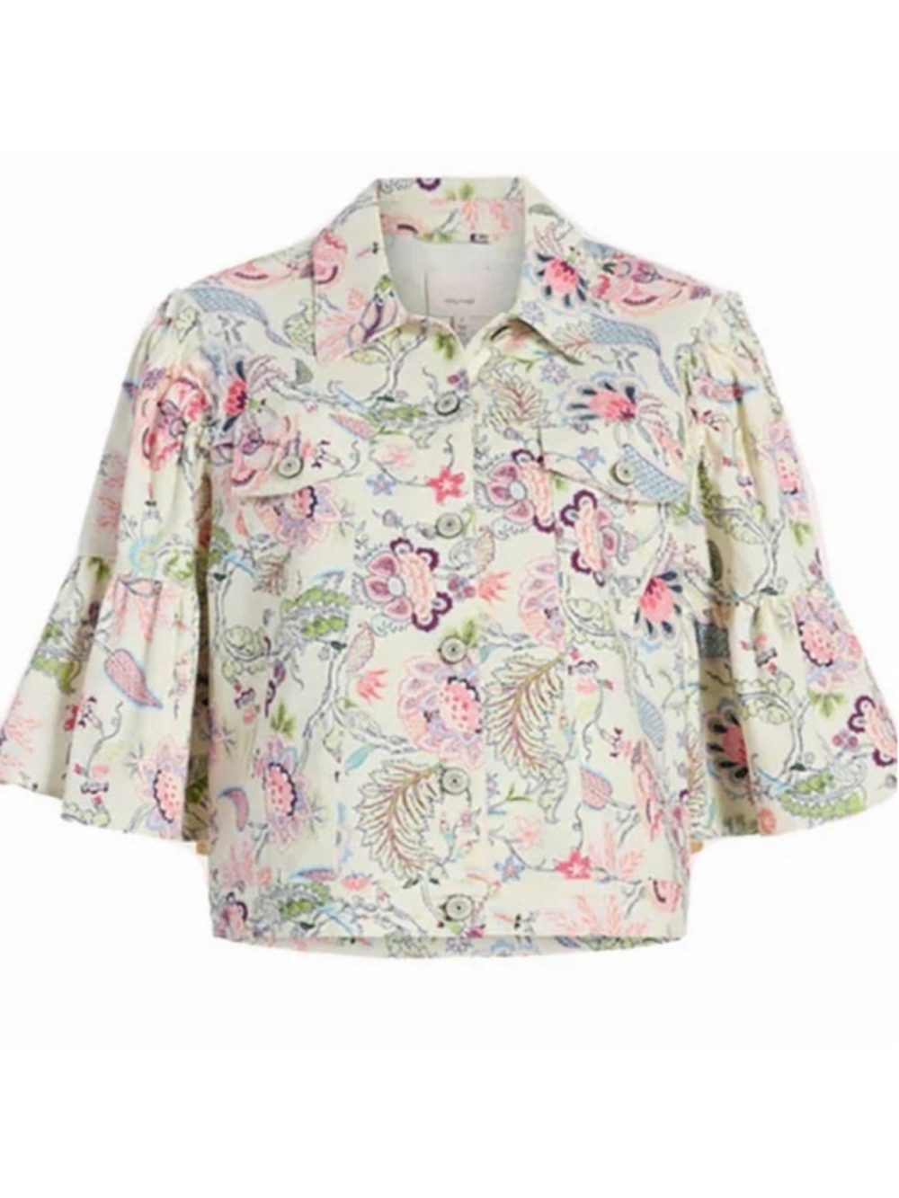 Cinq à Sept Hellen Floral Jacket Denim Jacket, Celeste Multi, Gently Worn - Picture 1 of 10